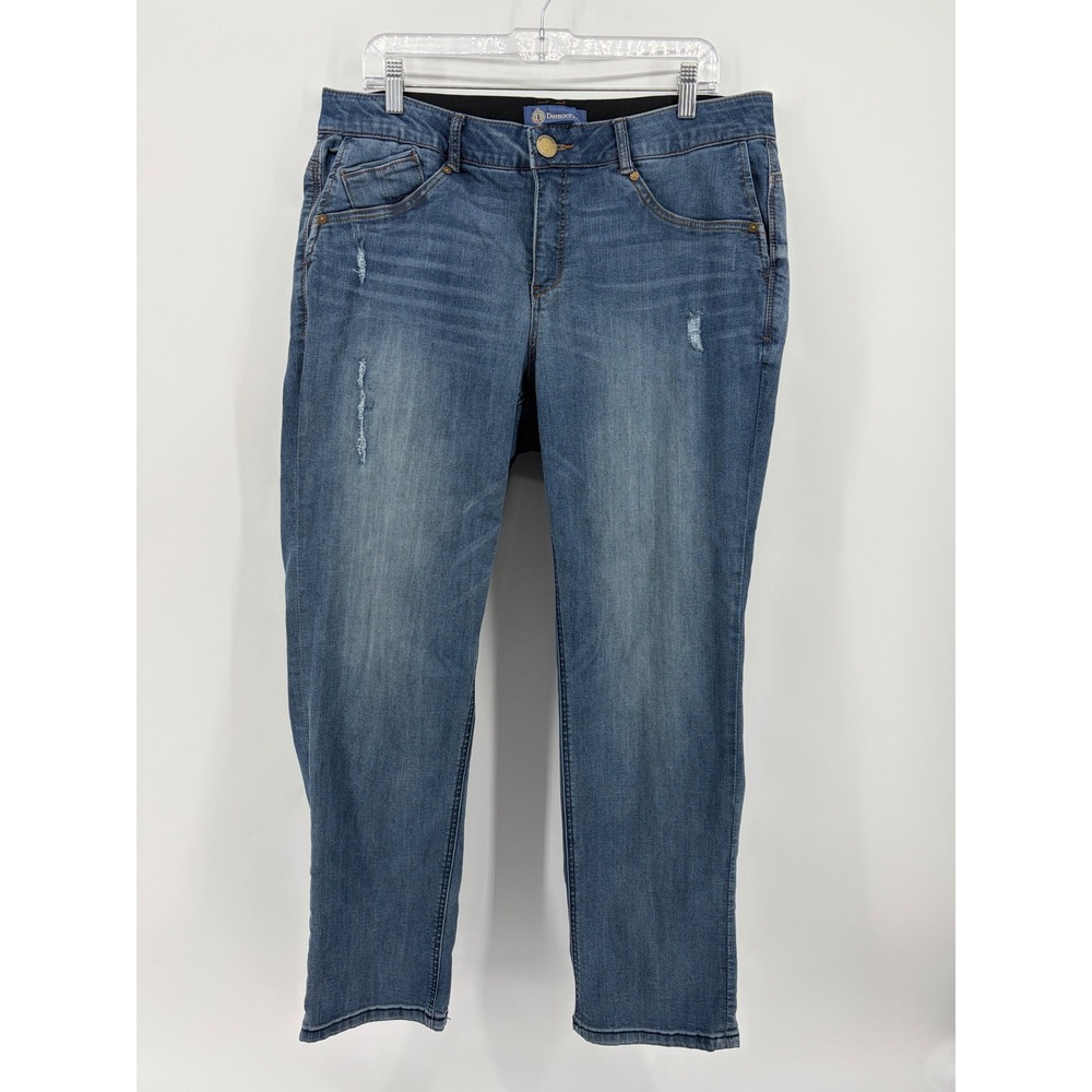 Democracy Womens 20W Blue Jeans Absolution Straight Leg Distressed W1R2239JC